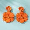 Mori Retro Long Temperament Colorful Flower Spray Paint Multi-Layer Creative Earclip Earrings