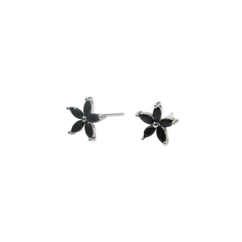 Boucles d'oreilles Studs Mode Coréenne Fleur Noire pour Femmes - Boucles d'oreilles Élégantes, Polyvalentes et Simples