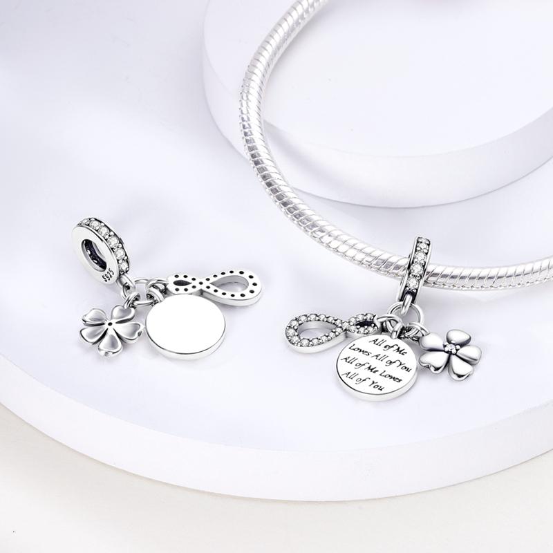 925 Sterling Silver Dangle Charm Beads Family Heart Fit Original Bracelet DIY For Pendant Necklace Making Mother's Day