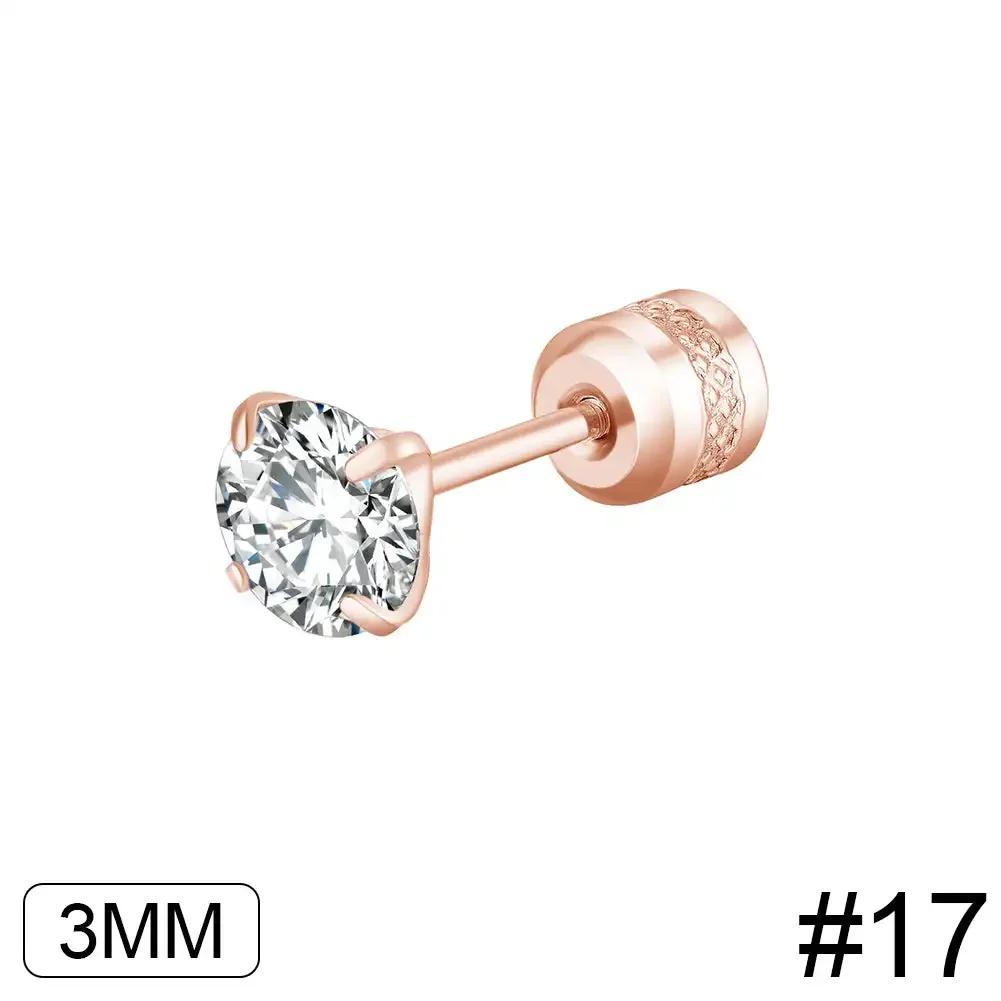 Fashion Four Claw Zircon Cartilage Stainless Steel Ear Stud Crystal Zircon Earrings Piercing Jewelry Steel Clear