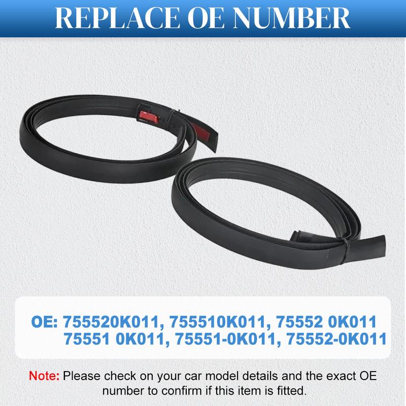 2pcs Roof Drip Moulding Side Finish Seal Strip Black Rubber for Toyota Hilux Vigo SR5 2005-2014 75551-0K011 75552-0K011