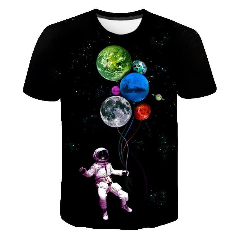 Galaxy 3D T-shirt for Boys, Summer Short Sleeve Casual Fashion Kids' Clothing, Crew Neck Top