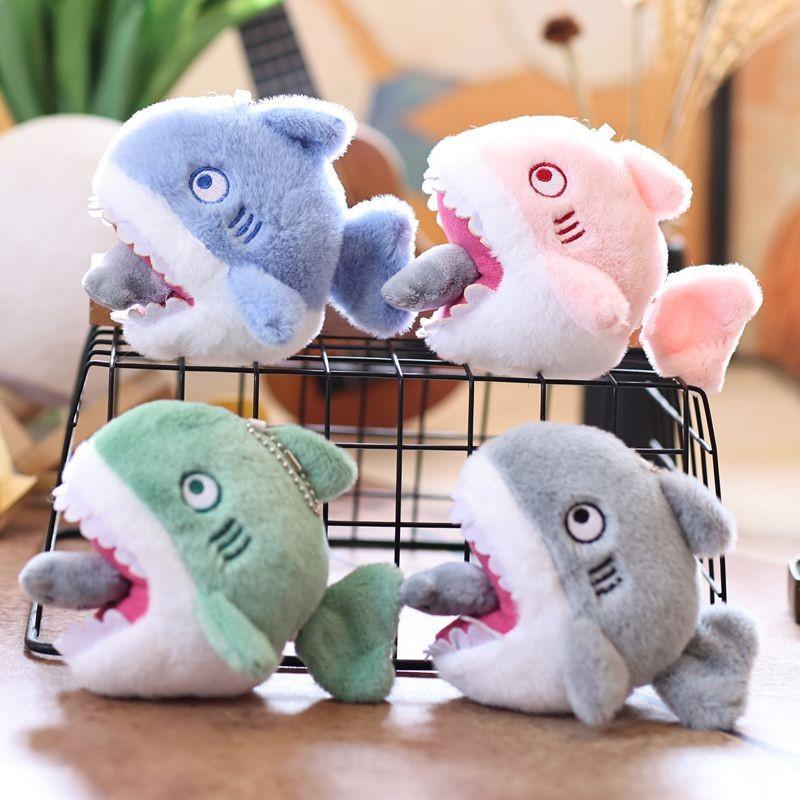 Plushkeychain Shark With Pullable Spinning Tail Toy Pp Cotton Stuffed Gift