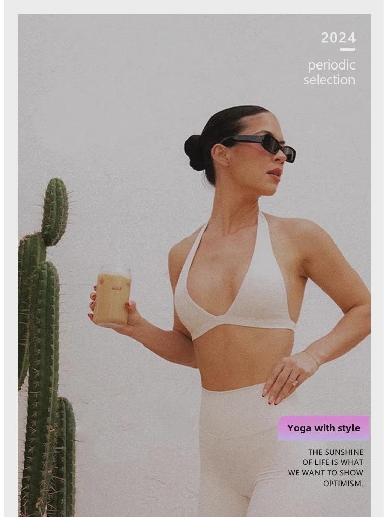 Breathable V-Neck Halter Sports Bra with Open Back - No Steel Rings, Perfect for Yoga & Fitness