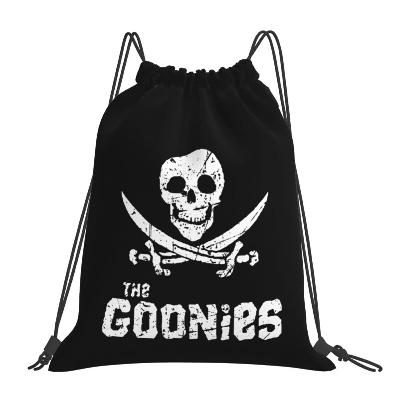 Custom The Goonies Never Say Die Drawstring Bags Women Men Foldable Sports Gym Sackpack Gothic Pirate Skull Training Backpacks
