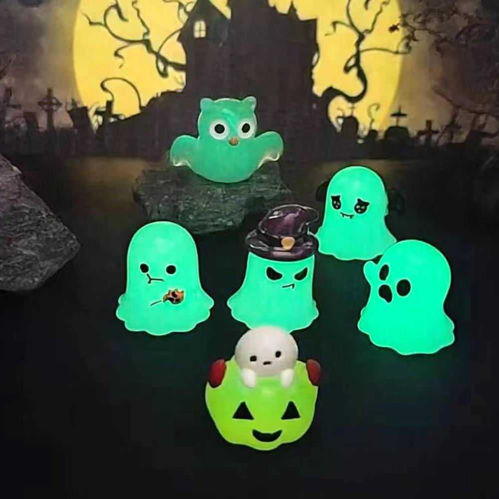 6pcs Set Micro Landscape Halloween Miniature Ornaments Glow In Dark Figurines  Dollhouse Decor
