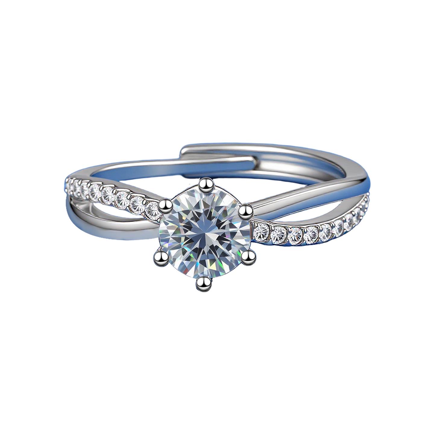 Eco-Friendly Four-Color Diamond-Paved Copper Cross Ring - High-End Open Gem Ornament Adjustable Open