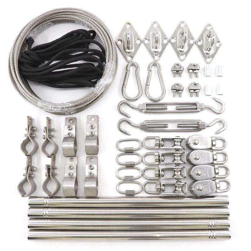 Width 1m Retractable HDPE Telescopic Wave Sunshade Sail Balcony Waterproof Polyester Fabric Pergola Awning  With 15mm Steel Pipe