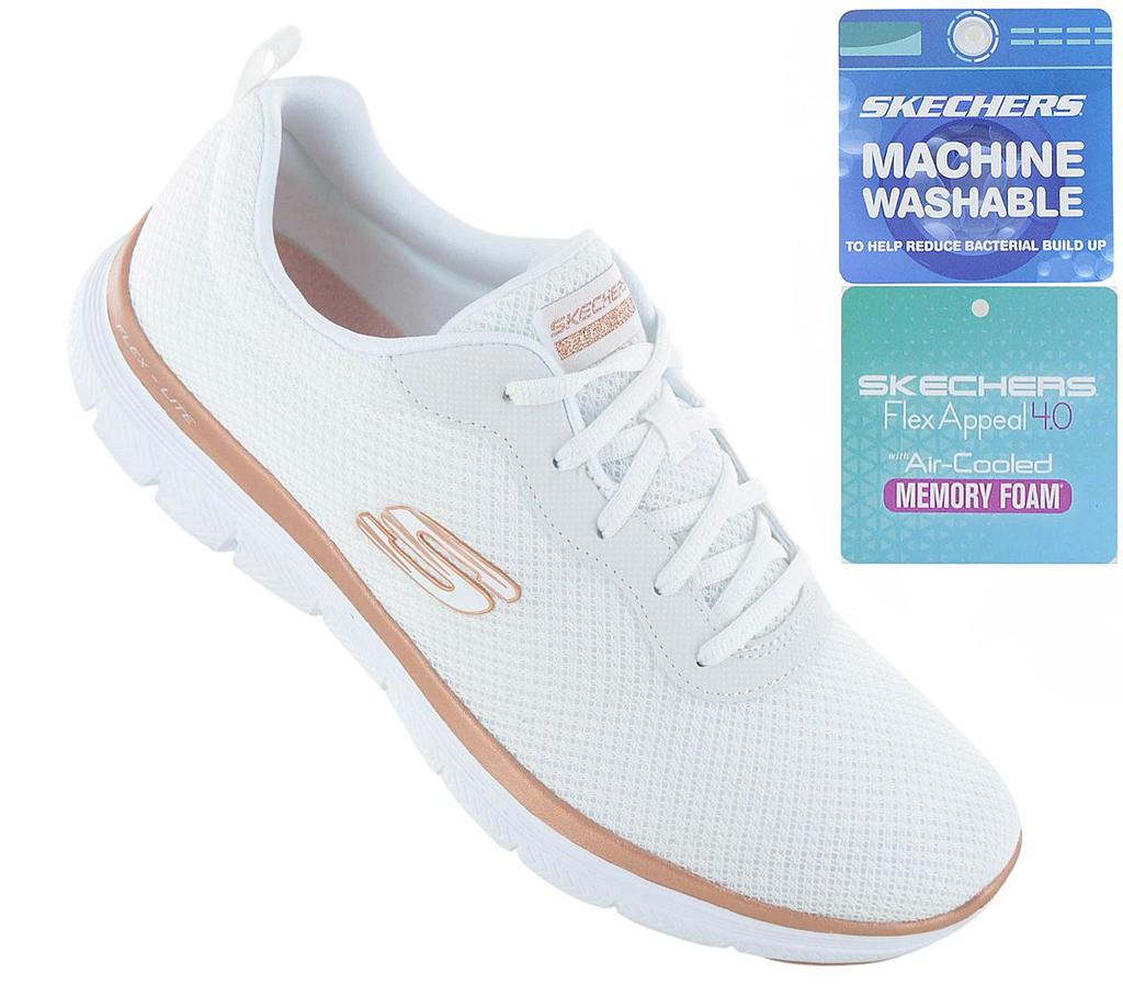 Skechers Flex Appeal 4.0 Brilliant View - Damen Sneakers Schuhe Weiß 149303-WTRG ORIGINAL