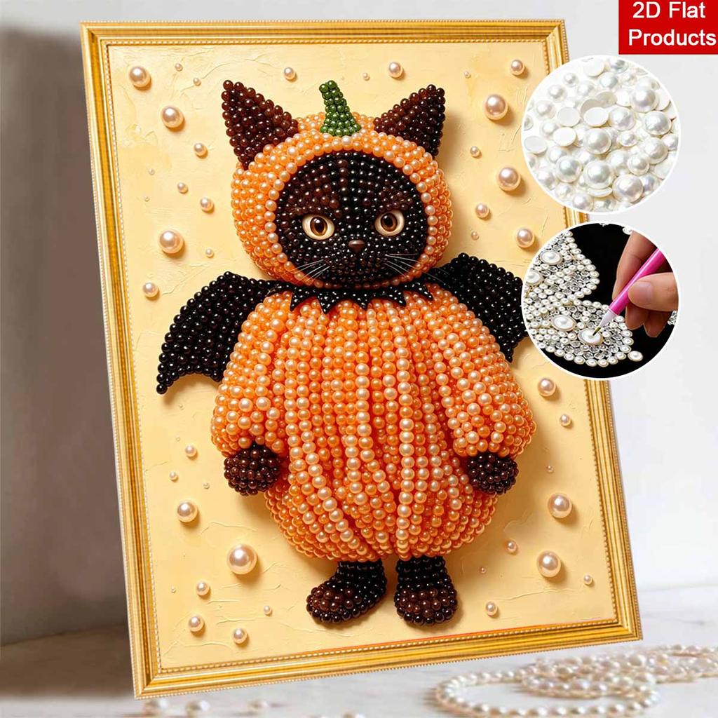 Halloween Pearl Painting Kit Black Cat Pumpkin Handmade DIY Home Decoration Painting