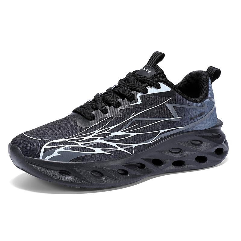 Large size men's shoes, fashionable shock absorption, lightweight and non-slip men's sports shoes, breathable fly-woven men's running shoes
