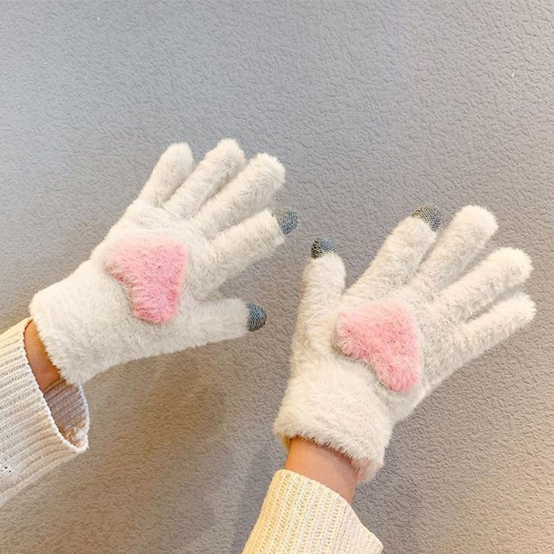 Love Plush Gloves Women's Cute Warm Thick Cycling Touch Screen Gloves