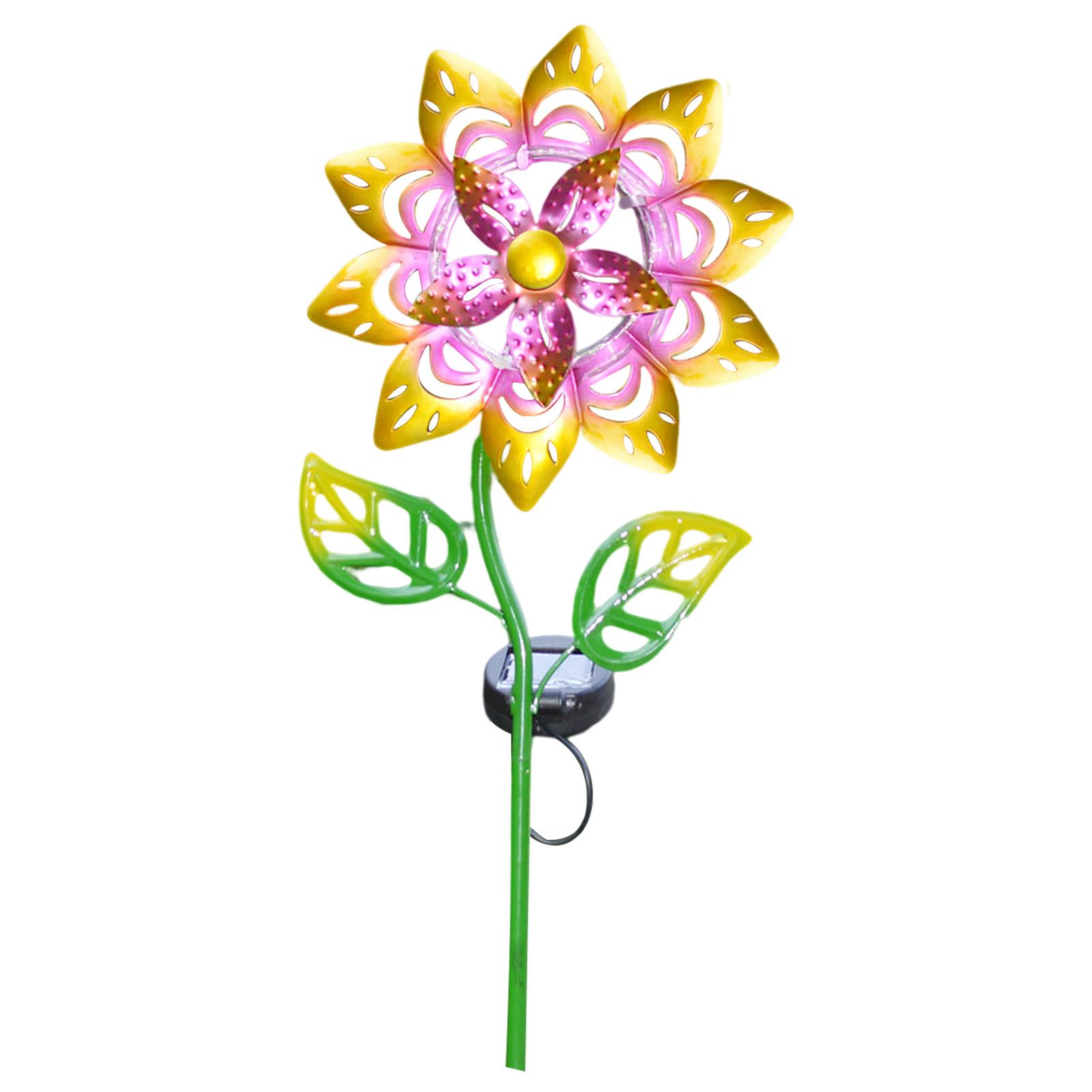 

Железный Солнечный Ветряк Садовый Светильник 3D Ветряные Вертушки Колышек для Земли Цветные Световые Украшения Домашний Декор для Патио Сада жёлтый