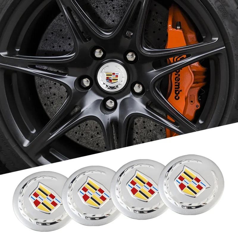 60/65MM Car Wheel Center Hup Emblem Stickers for Cadillac ATS CTS DTS STS SLS SLR XLR Seville Tiburon CT6 Escalade Accessories