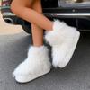 Hot Selling Women's Boots 2024 Autumn Outdoor Party Flat Bottomed Sleeve Mouth Color Blocked Plush Comfortable Boots for Women