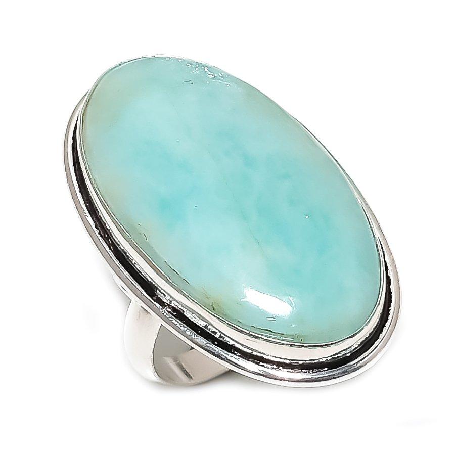 Amazonite Gemstone Handmade 925 Sterling Silver Jewelry Ring Size 8.5 p7n23