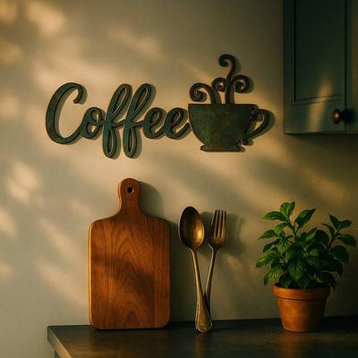 1pc Black Metal Wall Art Hanging Decor for Home Garden Living Room Kitchen Coffee Shop Holiday Gift