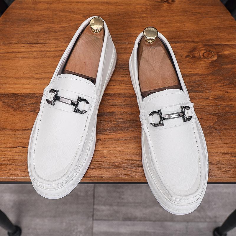 

Повседневная кожаная мужская обувь с закрытой пяткой, мужская трендовая обувь на толстой подошве, увеличивающая рост, с мягкой подошвой, папины мужские туфли удобны и универсальны 44