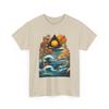 Ozean Sonnenaufgang Japanische Kunst T-Shirt | Künstlerische Strand-Vibes Naturfreund Lässiges Hemd
