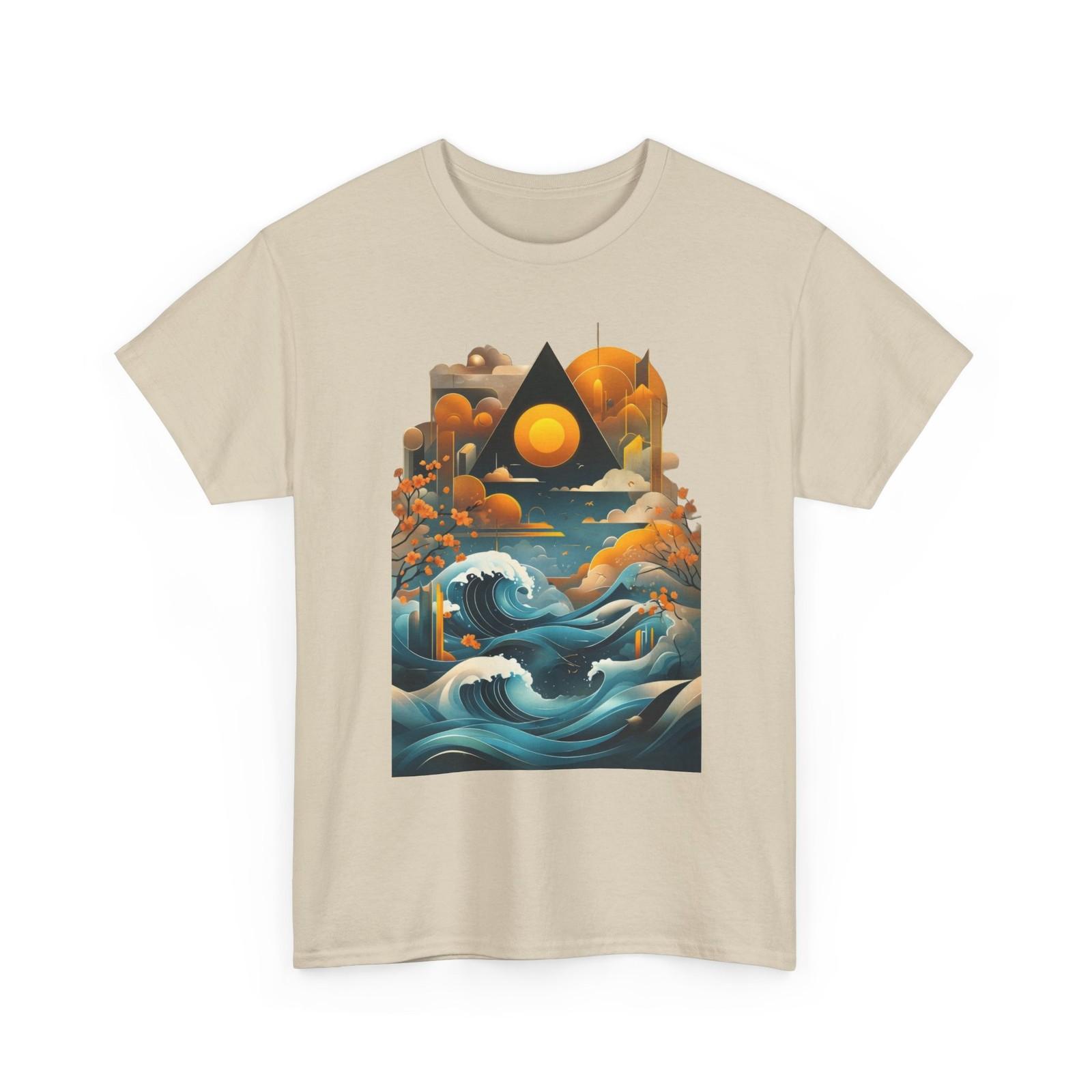 Ocean Sunrise Japanese Art Tee | Artistic Beach Vibes Nature Lover Casual Shirt 3XL