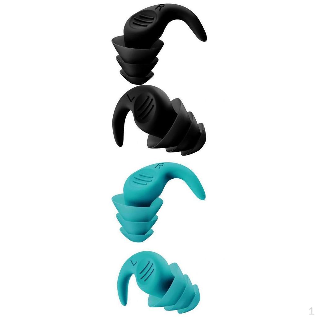 2x Noise Reduction Ear Plugs Silicone for Sleep Snoring Swimming black and blue
