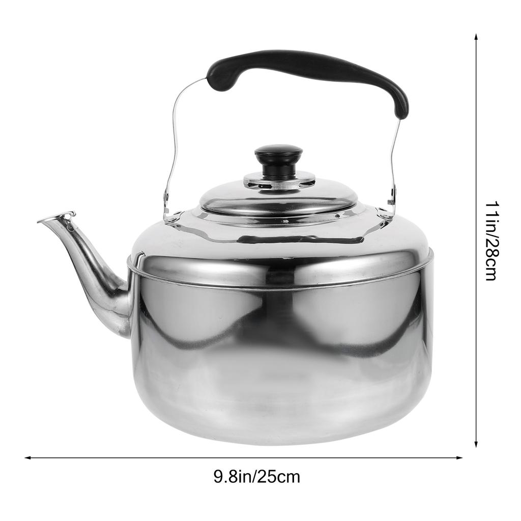 Large Capacity Stainless Steel Whistle Sounding Kettle Heating Pot for Gas Stove Tea Coffee Mulled Wine Household Kitchen Use
