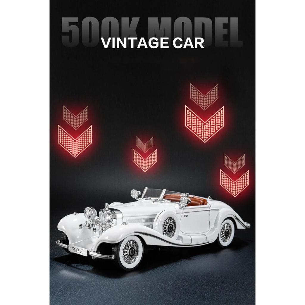 1/18 Benzs 500K Legering Luxy Auto Model Diecast Metaal Klassiek Retro Voertuig Auto Model Hoge Simulatie Geluid en Licht Kinder Speelgoed Cadeau