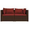 3 Piece Garden Lounge Set with Cushions Brown Poly Rattan