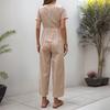 Women's Summer Casual Holiday Style Hundred Solid Colours V-Neck Waist Button Pocket Bubble Sleeve Jumpsuit