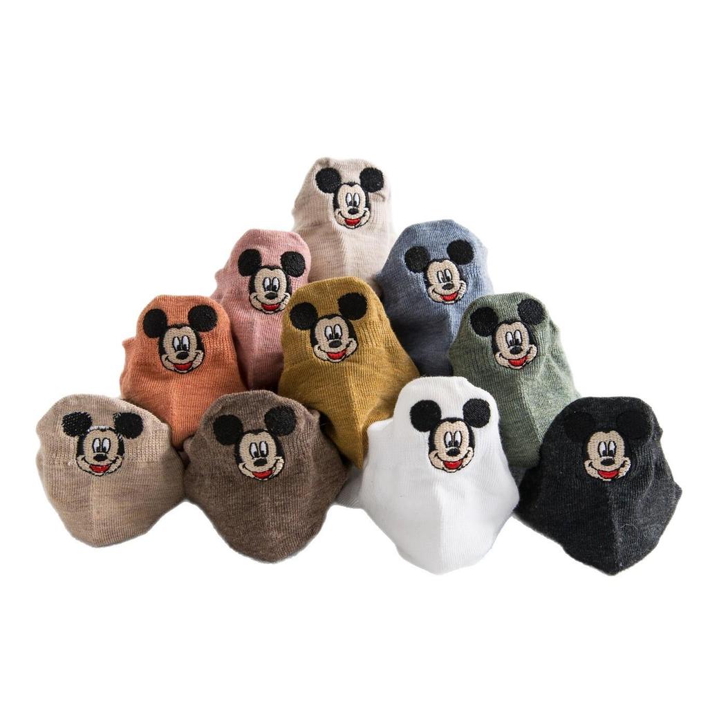 Women's Cute Japanese Cartoon Eyes Cotton Socks with Smiley Face Embroidery - Short Boat Style