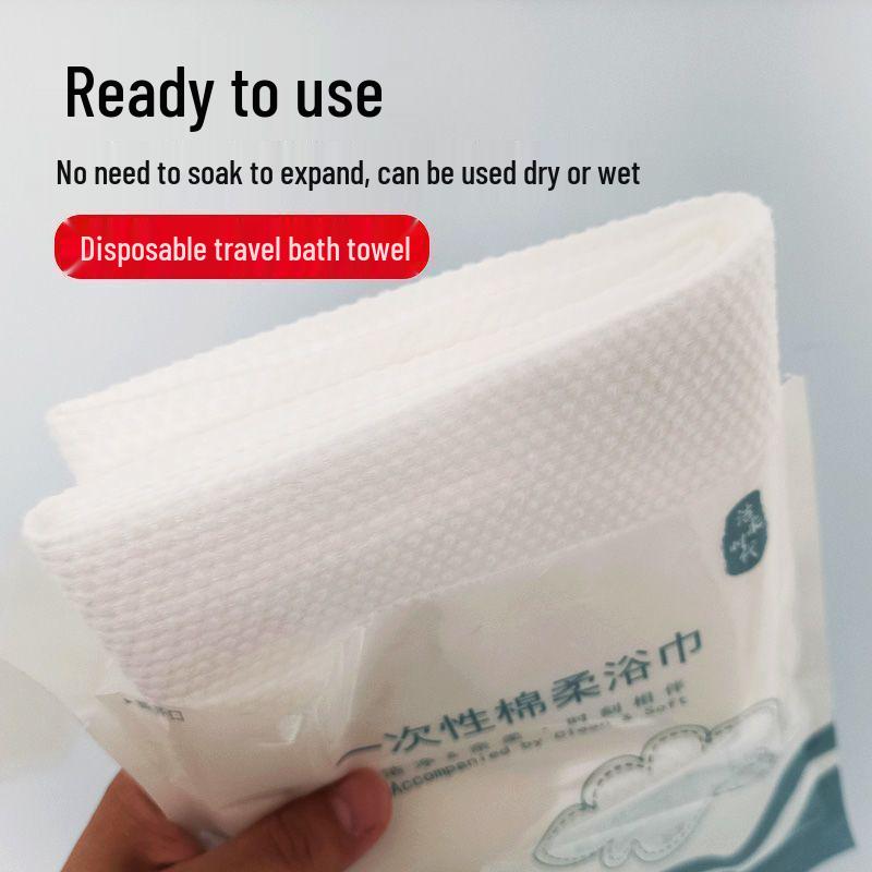 Individually Packaged Compressed Pure Cotton Bath Towel for Travel - Thick & Large