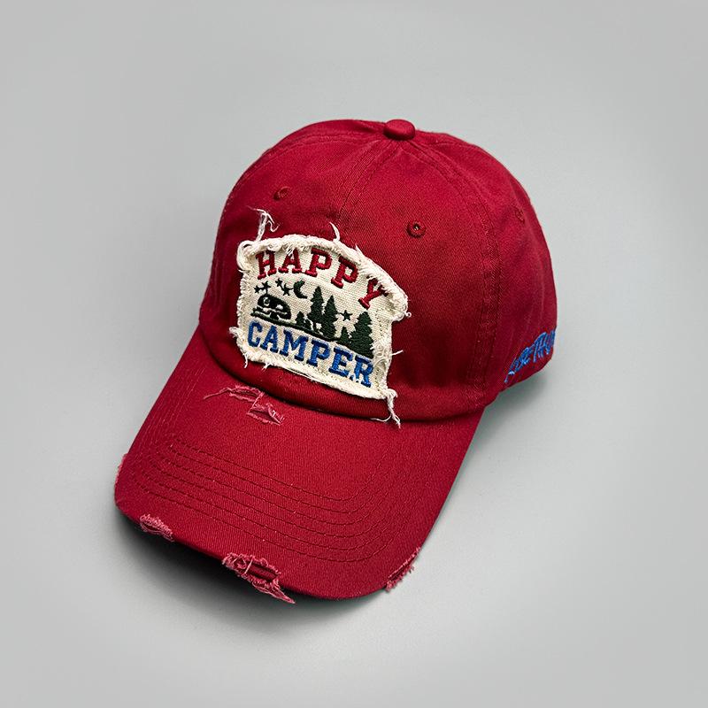 American Retro Letter Sticker Embroidered Baseball Cap Men'S And Women'S Sunshade Hole Wind Retro Cap