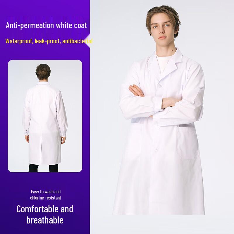 Waterproof Acid-Resistant Long Sleeve Lab Coat L/170