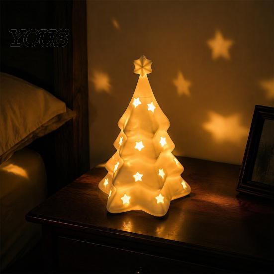 Hollow Star Ornament 3D Printed Christmas Tree Lampshade with Design, Figurine, Festive Desktop Accessory Creative for Home Holiday Decor