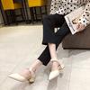 Spring and summer new women's shoes Korean version thick heel pointed hollow bow single shoes fashion high heels