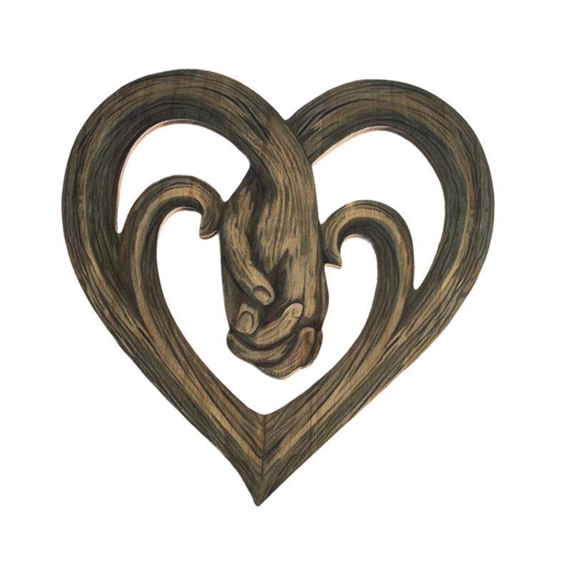 

M-Modern-Heart Holding Hands Wall Decor Faux Wooden Heart Wall Decor Decor Unique Sculpturewall For Bathroom Livingroom Home
