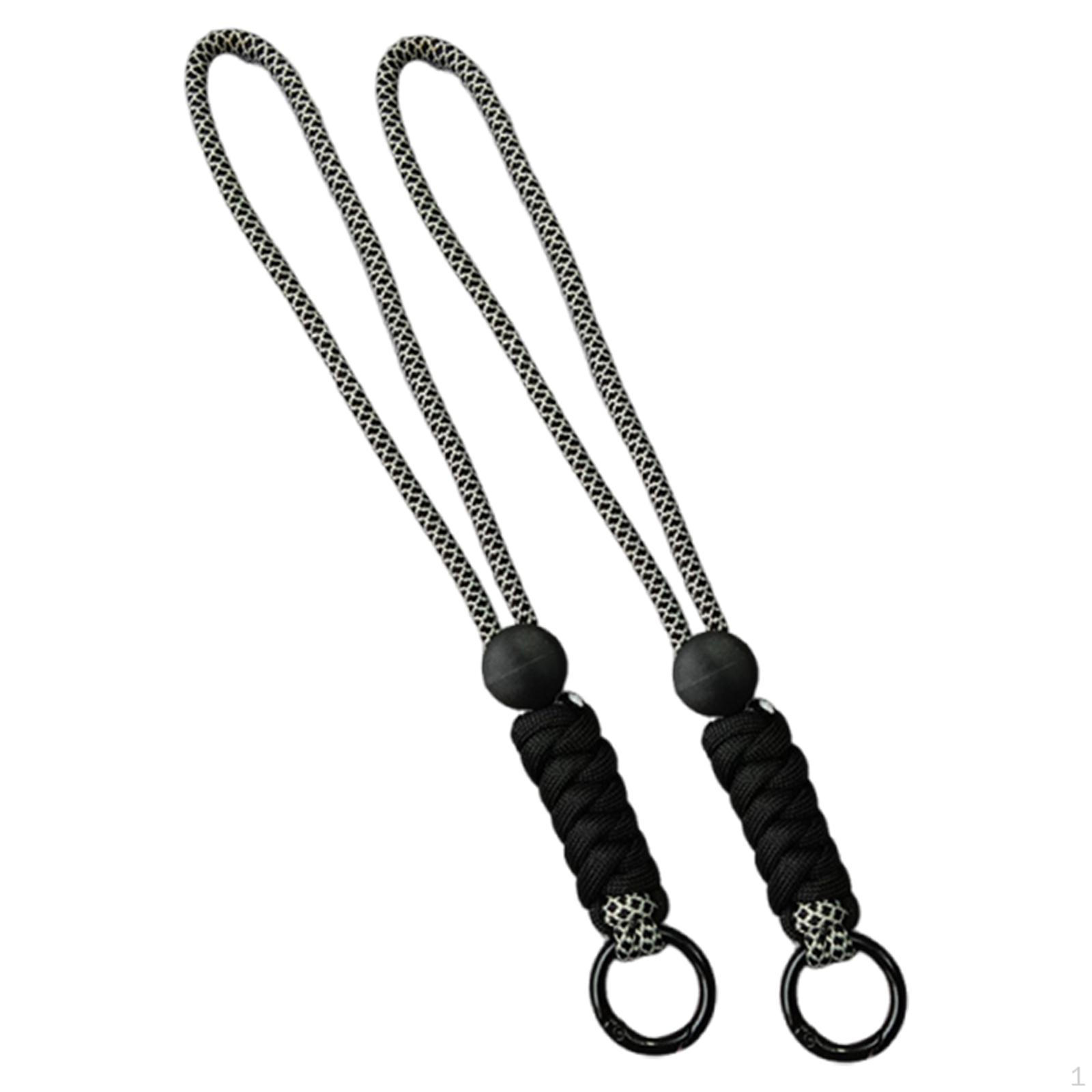 

Ski Wrist Strap Elastic Hand Protection Band with Loops for Gloves Leash Detachable Black White