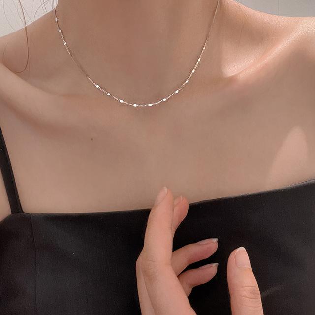 925 Sterling Silver Sparkling New Necklace Disc Clavicle Chain Simple Bare Chain Multifunctional Ladies Jewelry Party Gift