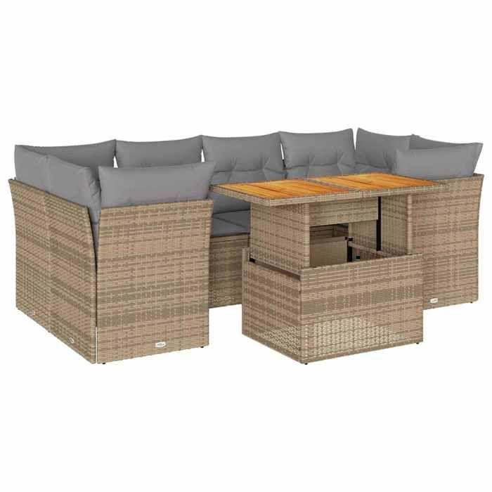 VidaXL Salon de jardin avec coussins 7 pcs beige résine tressée 3326894