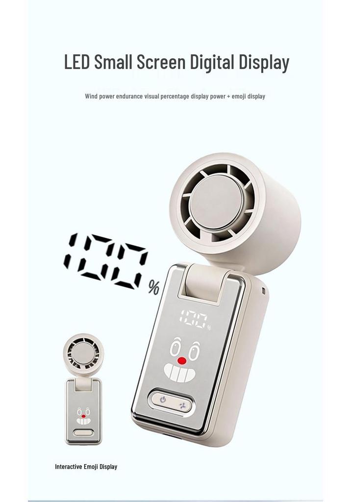 Turbo High-Speed USB Rechargeable Handheld Fan with 100-Speed Digital Display for Outdoor Cooling