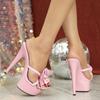 Fashion Women's Crystal High Heels 15cm Stiletto Waterproof Platform Shoes with Flower Design for Catwalk Nightclub
