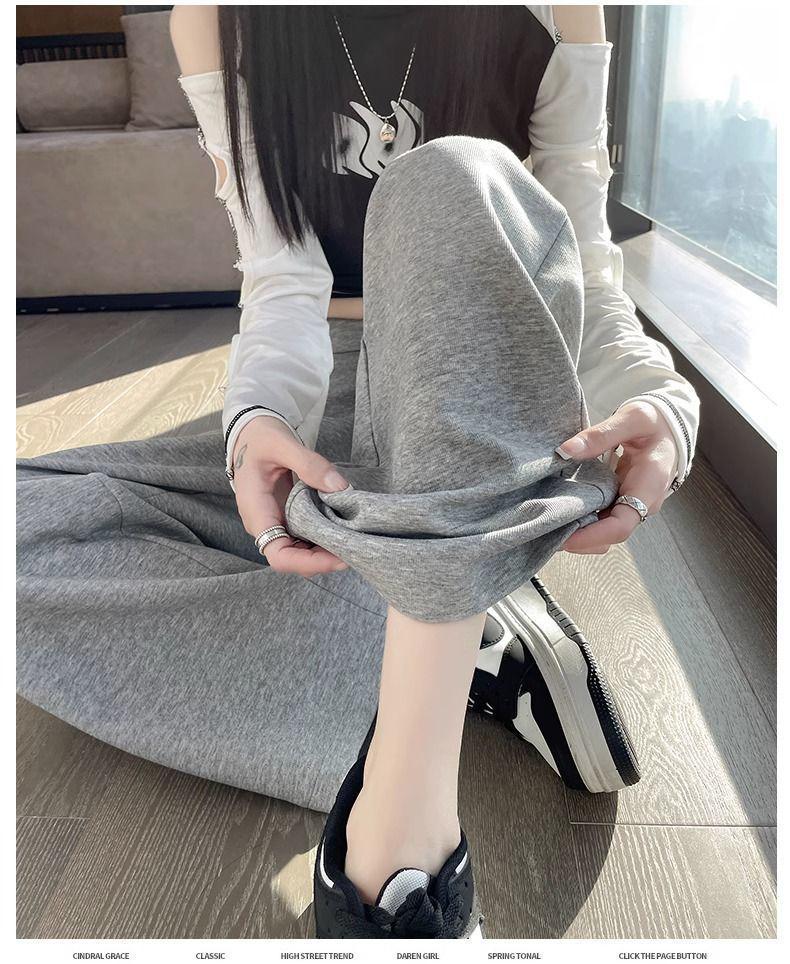 Petite High Waist Wide Leg Pants for Women - Spring/Autumn 145-150cm, Slimming Black Straight Leg