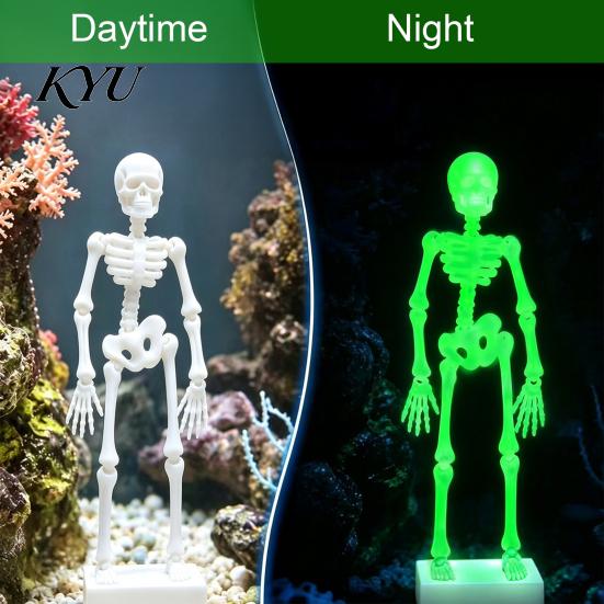 Moving Fish Tank Ornament Dancing Skeleton Aquarium Bubbler, Action Ornament, Glow in The Dark Interactive Decoration Decor, Air-Driven Bubbler