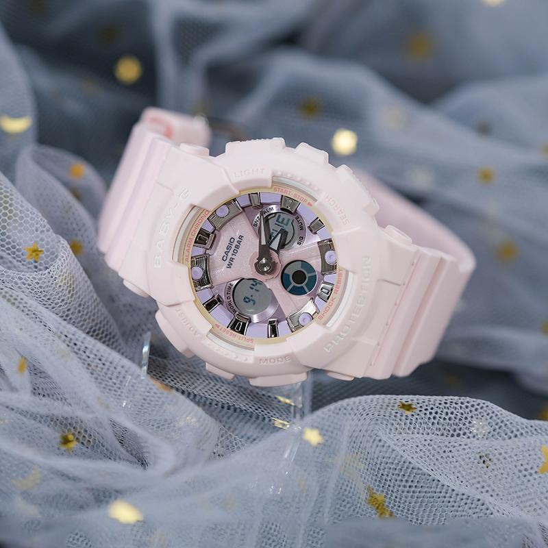 Casio BABY-G Ice Cream Color Theme Series Fashionable Girl Simple LED Lighting Quartz Movement Resin Strap Japanese and Korean Watch BA-130WP-4APR