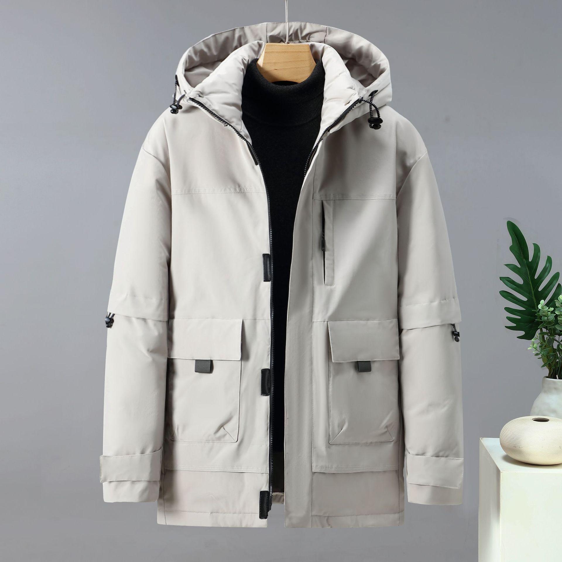 

Minimalist Casual Men s Cotton Jacket Solid Color Lightweight Versatile Winter Daily XXXXL слонова кістка