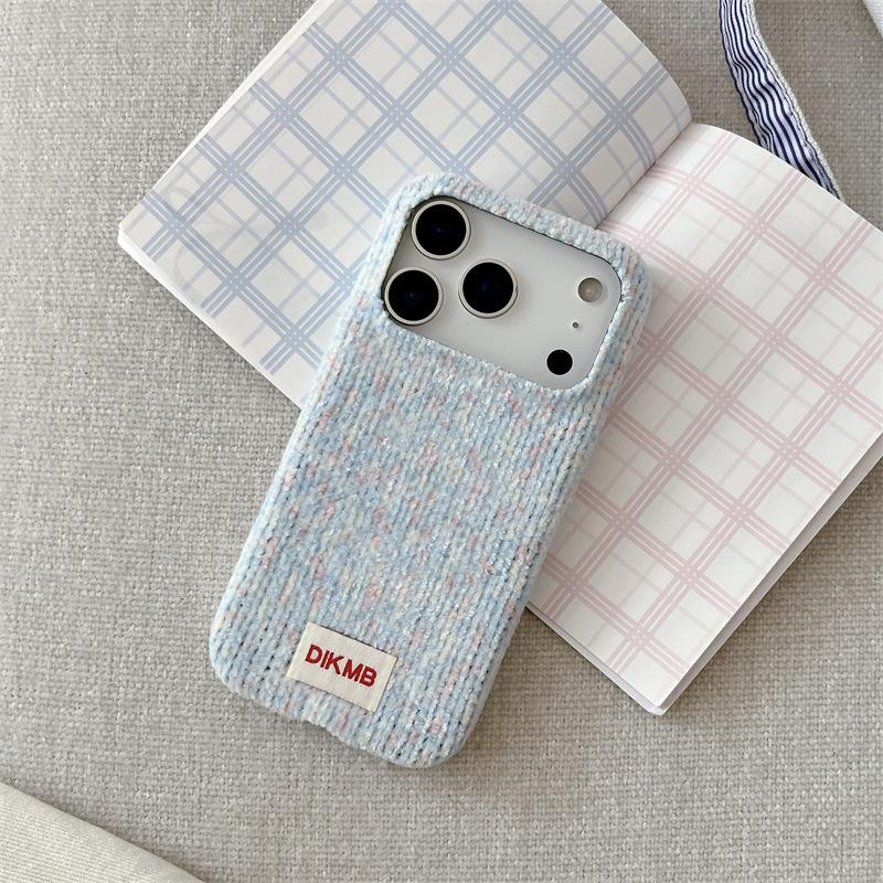 Blaue Strickstoff-Handyhülle für iPhone 15, iPhone 16, iPhone 17 Pro Max