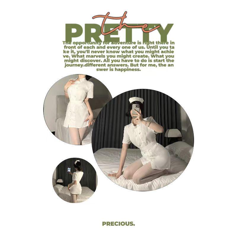 Costum de asistentă medicală mare, înger alb: Lenjerie sexy de Halloween și ținută de servitoare pentru cosplay