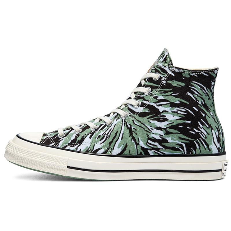 Carhartt WIP x Converse Chuck 70 Chuck 70 Trendy Versatile Casual Leaf Camouflage High Top Espadrilles Unisex Black and Green