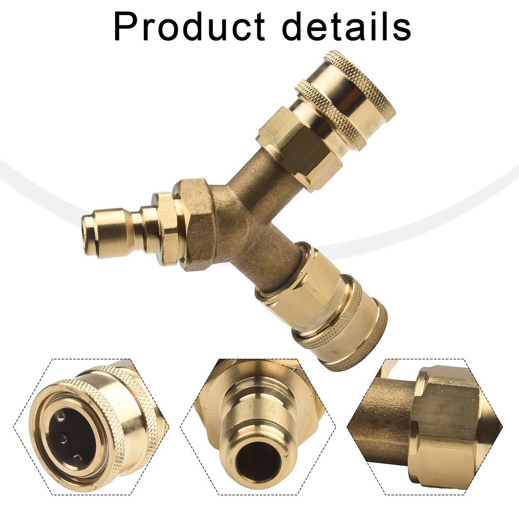 Three-way Converts Washer Tee Splitter Gold Splitter 14.8mm 4000 PSI Two Washing Machines High-pressure Washer