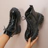 Fashion Chunky Platform Combat Boots for Women Fashion Black Patent Leather Ankle Boots Woman Thick Sole Non Slip Motorcycle Botas Mujer